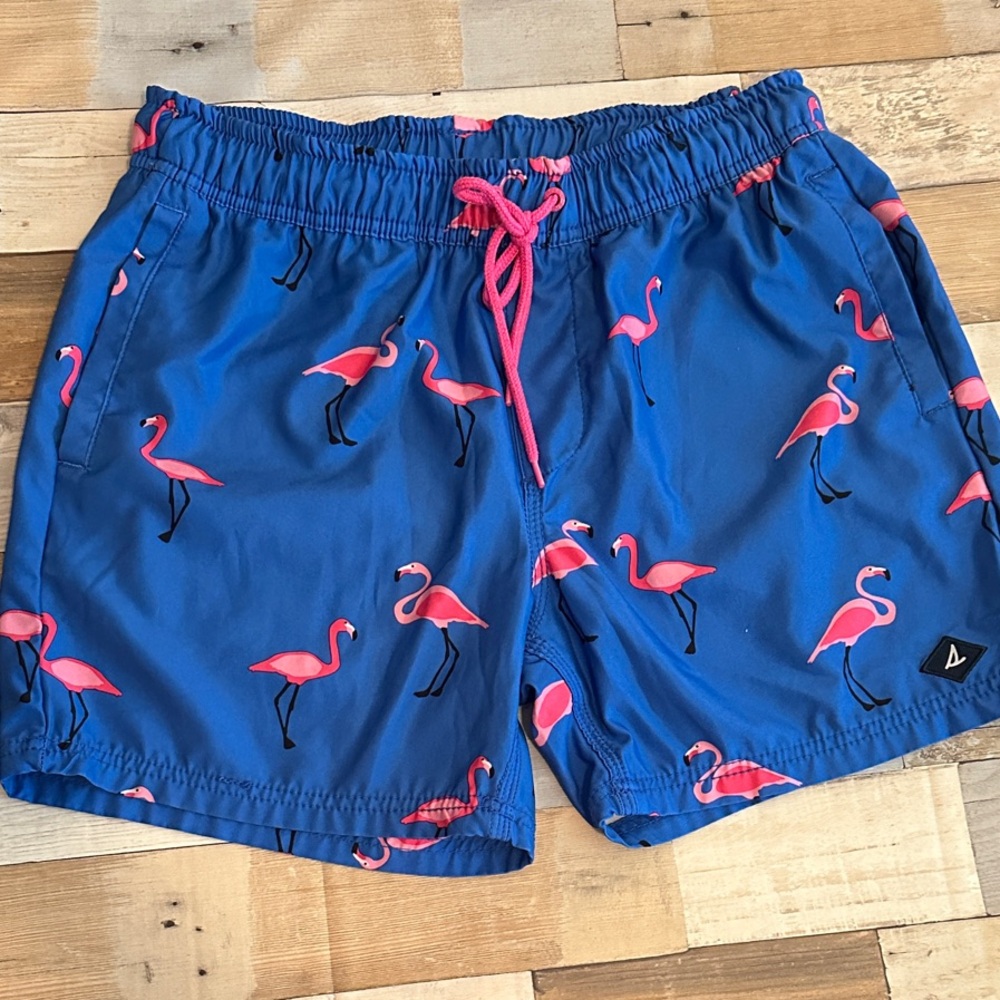 Sperry  Flamingo Print Swim Trunks - Blue and Pink